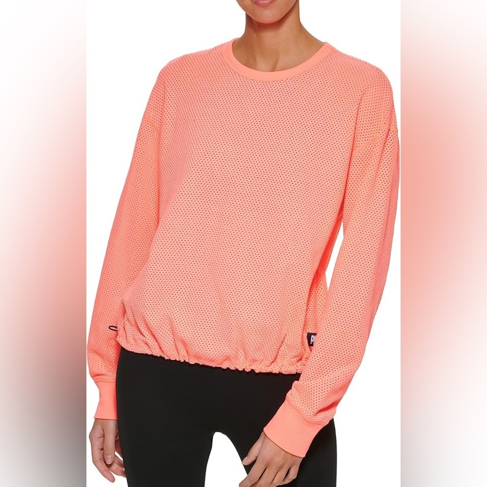 Dkny Coral Mesh Long Sleeve Pullover